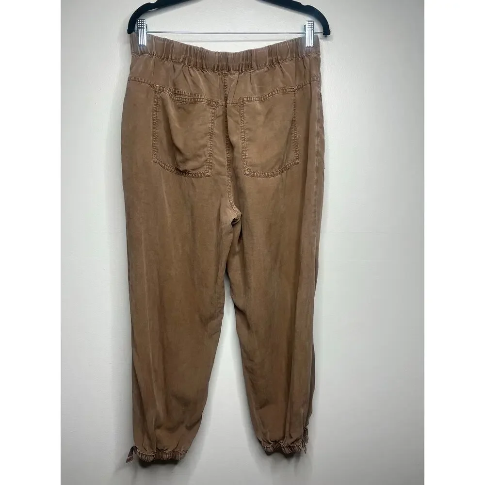 Pilcro Anthropologie Brown Linen‎ Blend Barrel Jogger Pants Brown Utility Boho M